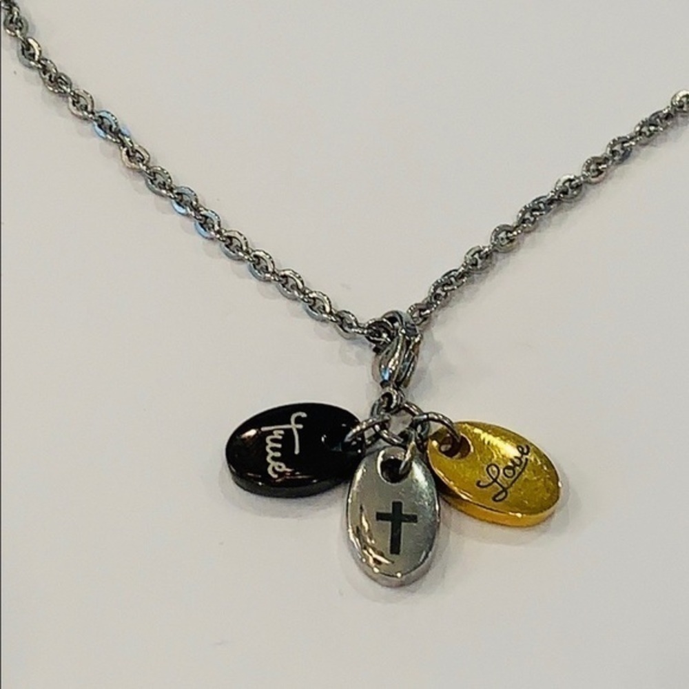 tri color gold silver black charm pendant simple minimalist gold silver black